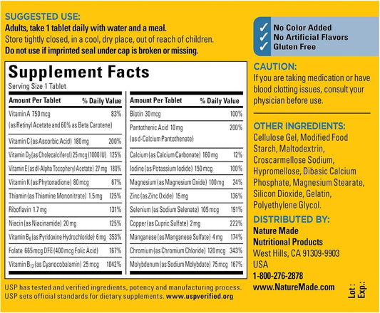 Nature Made Men's Multivitamin 50+ Tablets with Vitamin D, 90 Count for Daily Nutritional Support
