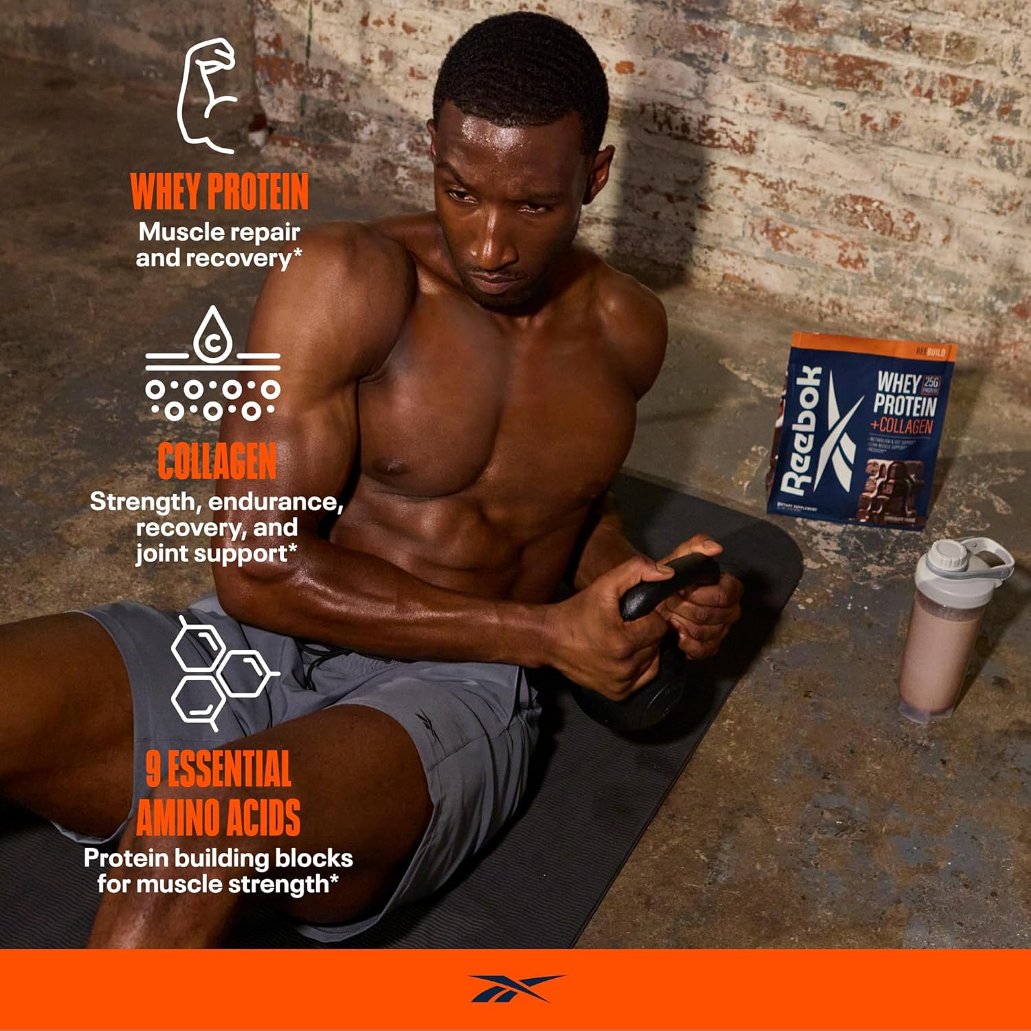 Reebok Whey Protein Powder + Collagen Peptides | 25G Protein With 9 Essential Amino Acids | Muscle Recovery, Joint & Gut Support | Informed-Sport Certified | Reebuild Vanilla Ice Cream Flavor, 1.3 Lb : Health & Household