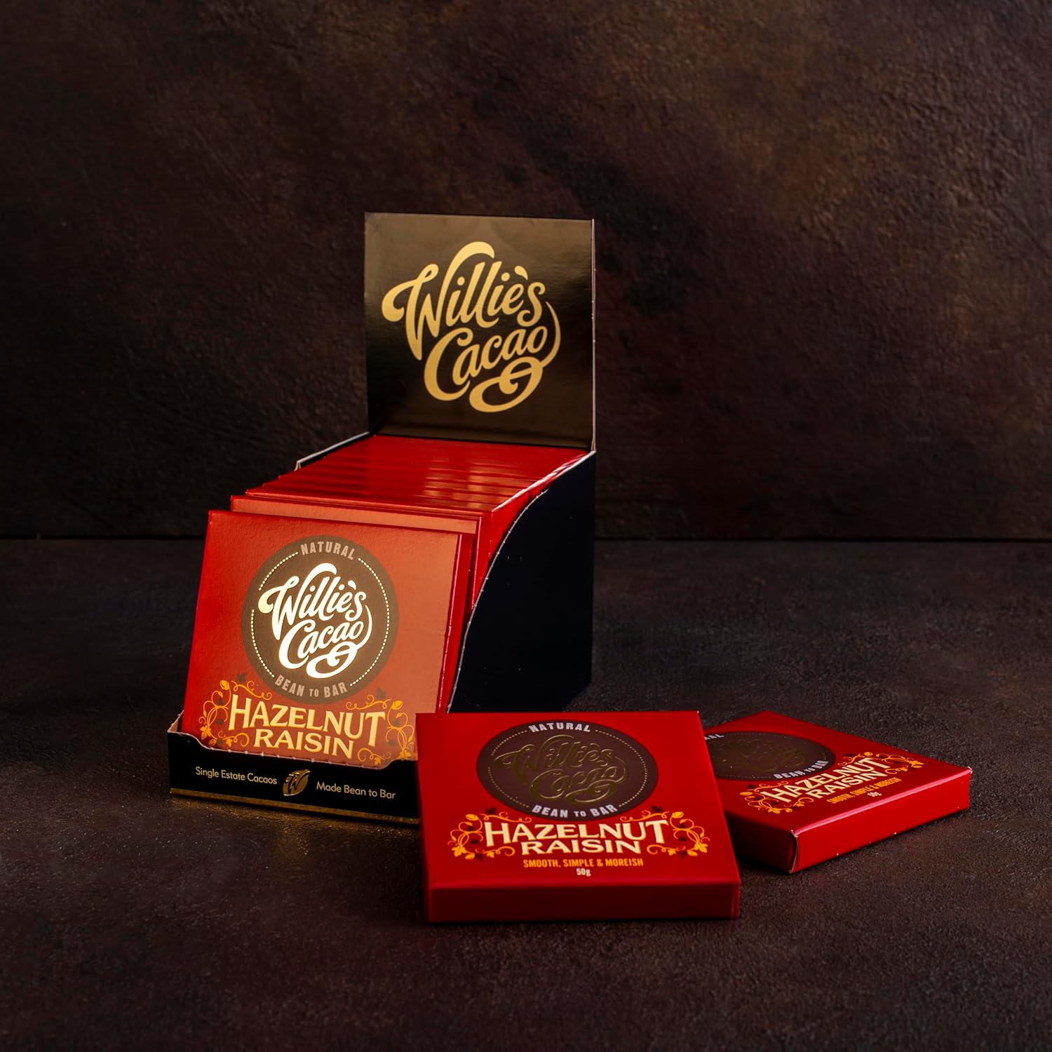 Willie's Cacao - Hazelnut raisin 70% dark chocolate bar - 50g x 12 - Vegan chocolate - Artisan chocolate - Bean to bar : Amazon.co.uk: Grocery