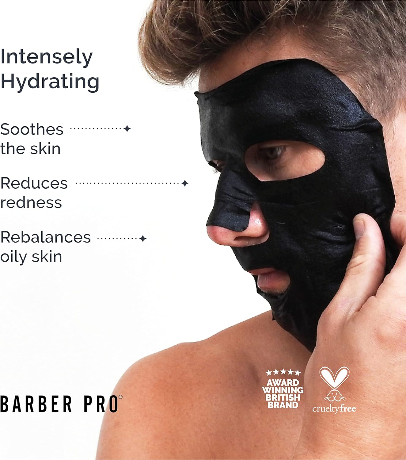 BARBER PRO GENTLEMENS SHEET MASK Mens Face Mask Anti-Ageing Collagen Hydrating Rejuvenating Natural Sheet Cleansing Green Tea & Seaweed Extract Witch Hazel Skincare Multi Award Winning Brand : Amazon.co.uk: Beauty