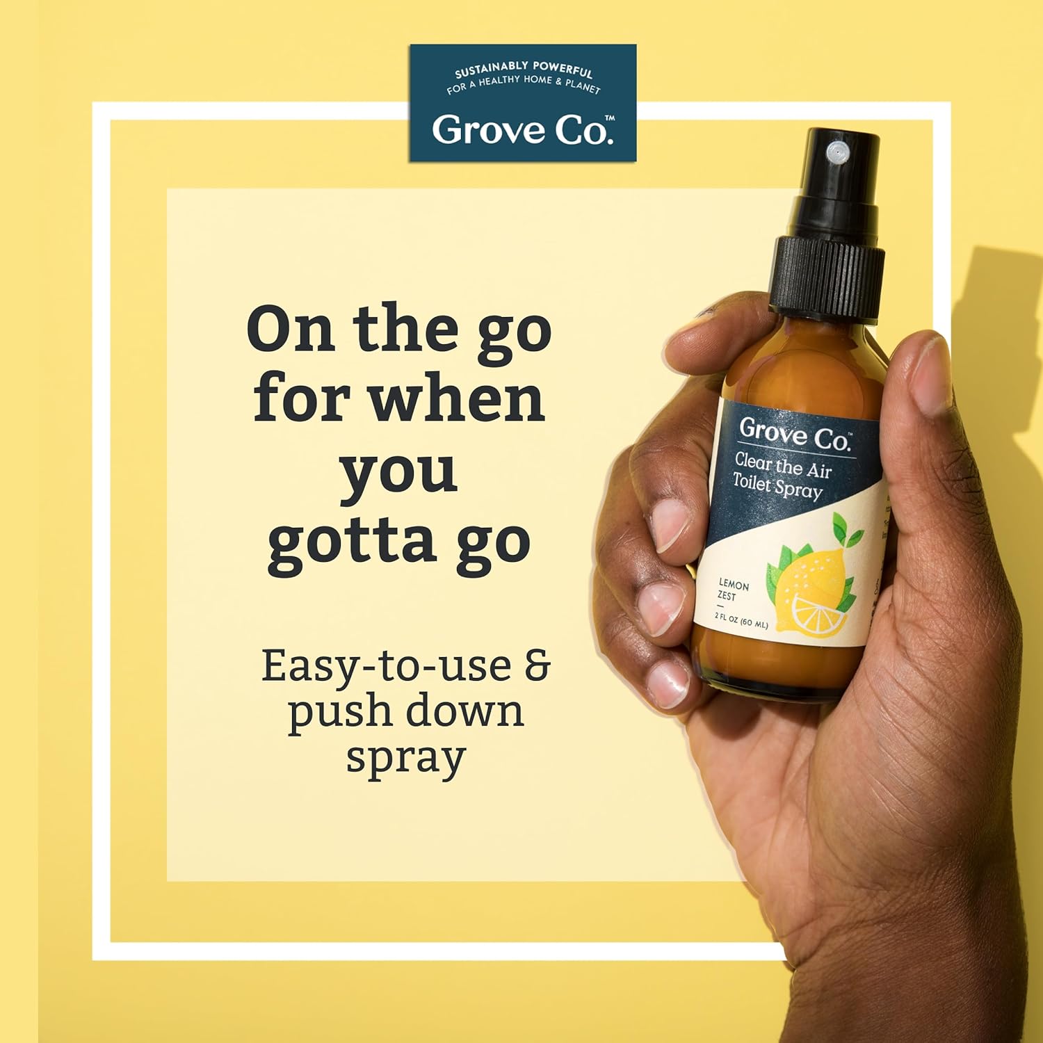 Grove Co. Toilet Spray, Clear the Air Bathroom Spray Air Freshener (2 fl oz) Odor Eliminator for Strong Odor, 100% Natural Lemon Zest Scent, Vegan, Paraben & Phthalate Free (Pack of 3) : Health & Household