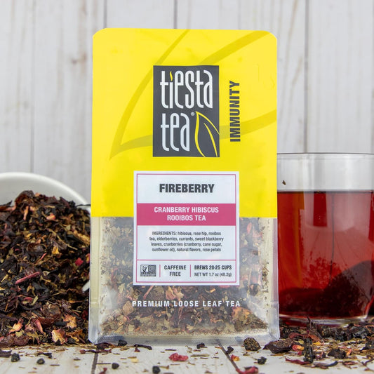 Tiesta Tea - Fireberry, Cranberry Hibiscus Rooibos Tea | Premium Loose Leaf Tea | Non-Caffeinated Rooibos Tea | Make Hot Or Iced Tea & Brews Up To 25 Cups - 1.7 Ounce Resealable Pouch, Pack Of 6