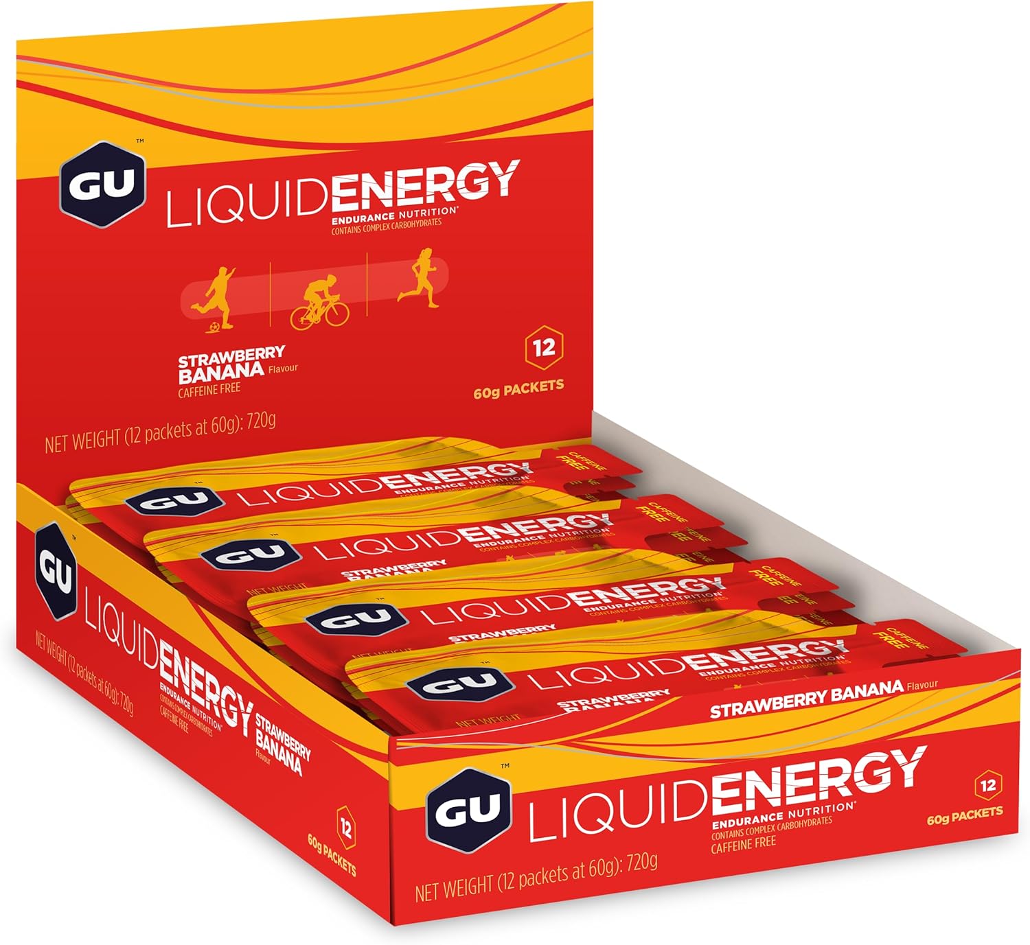 Gu Energy Liquid Energy Gel With Complex Carbohydrates, Vegan, Gluten-Free, And Dairy-Free On-The-Go Energy For Any Workout, 12 Count, Strawberry Banana