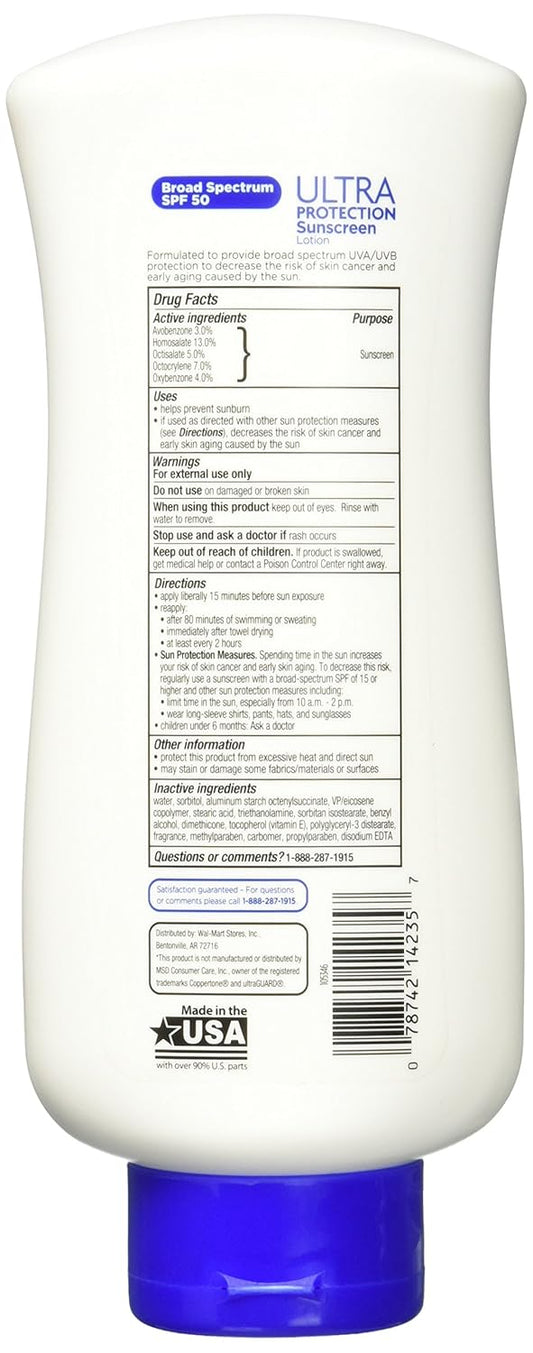 Equate Ultra Protection Sunscreen Spf 50 16Oz Compare To Coppertone Spf 50 Lotion : Beauty & Personal Care