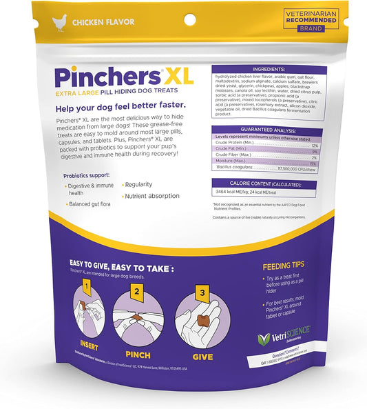 VETRISCIENCE Pinchers XL Pill Hiding Treats for Dogs – Extra Large Pill Hiders Probiotics, Great for Medicine, Large Capsules and Tablets