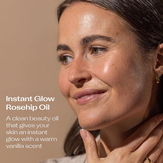 Trilogy Instant Glow Rosehip Oil (30Ml) - With Mica And Squalane - Supports Collagen Production, Hydrates And Repairs Improving Skin Texture, Provides Instant Illumination