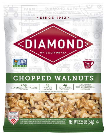 Diamond Of California Chopped Walnuts, 2.25 Oz - 12 Count