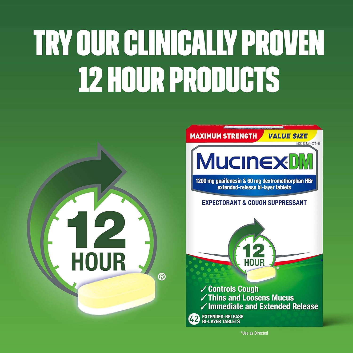 Mucinex Fast-Max Maximum Strength DM MAX, Symptom Relief, Cough Suppressant and Expectorant, Honey & Berry Flavor, 6 FL OZ : Health & Household