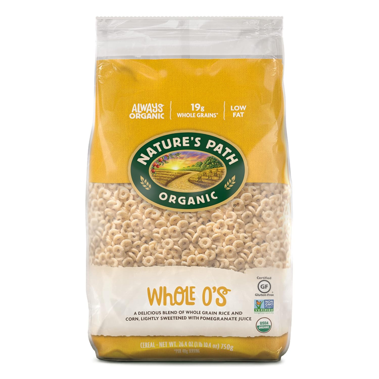 Nature's Path Organic Gluten Free Whole O's Cereal, 1 Lb 10.4 Oz Earth Friendly Package (Pack of 6), Non-GMO, 19g Whole Grains, Low Fat