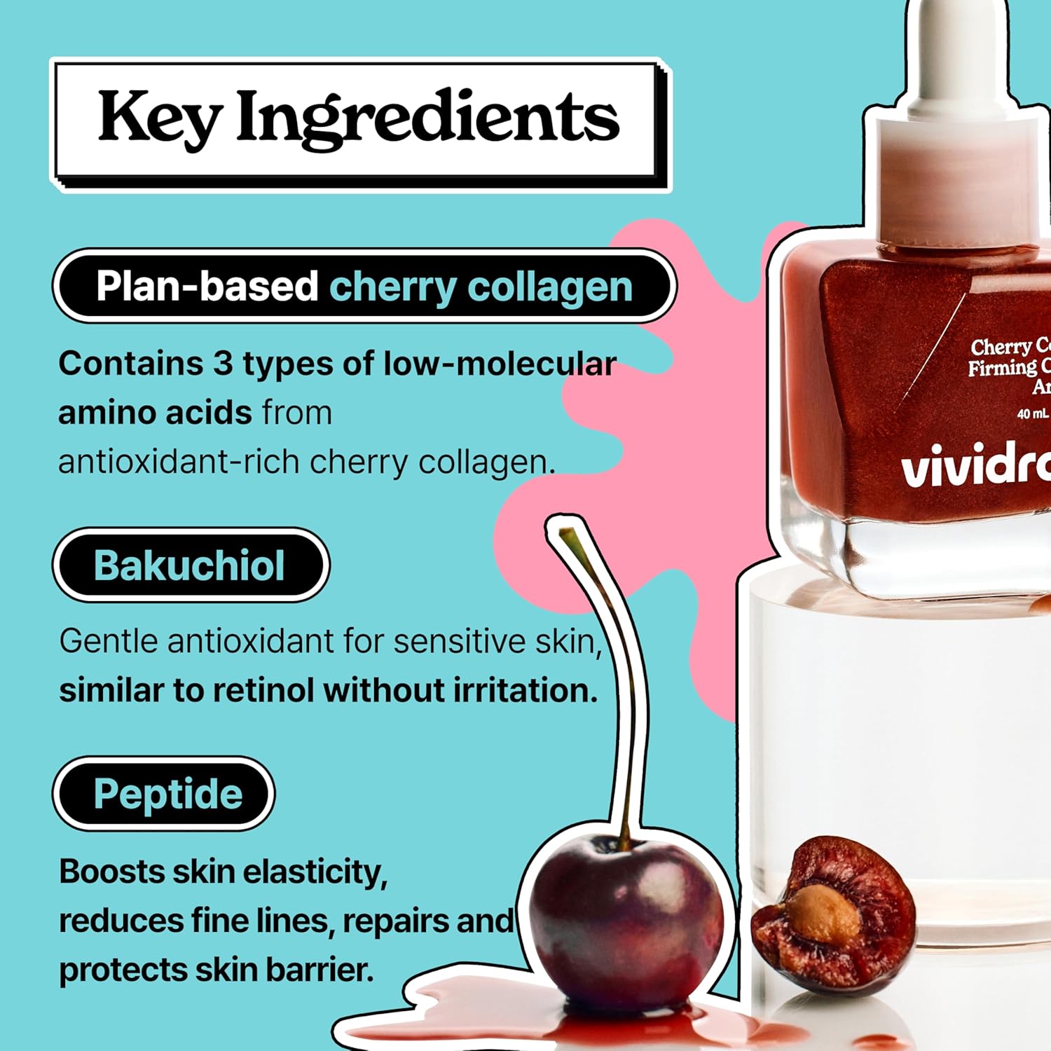 Cherry Collagen Firming Capsule Serum | Korean Anti-Aging Serum For Face With Collagen & Bakuchiol | Glow Skin | Enhances Radiance | Minimizes Fine Lines | Cruelty-Free (40Ml, 1.35 Fl. Oz.)