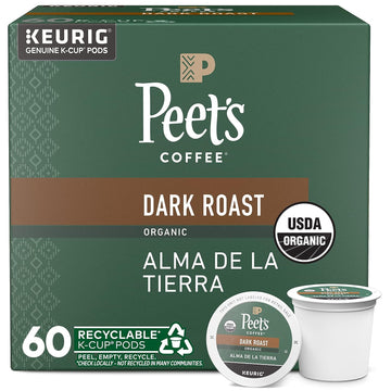 Peet's Coffee, Dark Roast K-Cup Pods for Keurig Brewers - Organic Alma de la Tierra, USDA Organic 60 Count (6 Boxes of 10 K-Cup Pods)