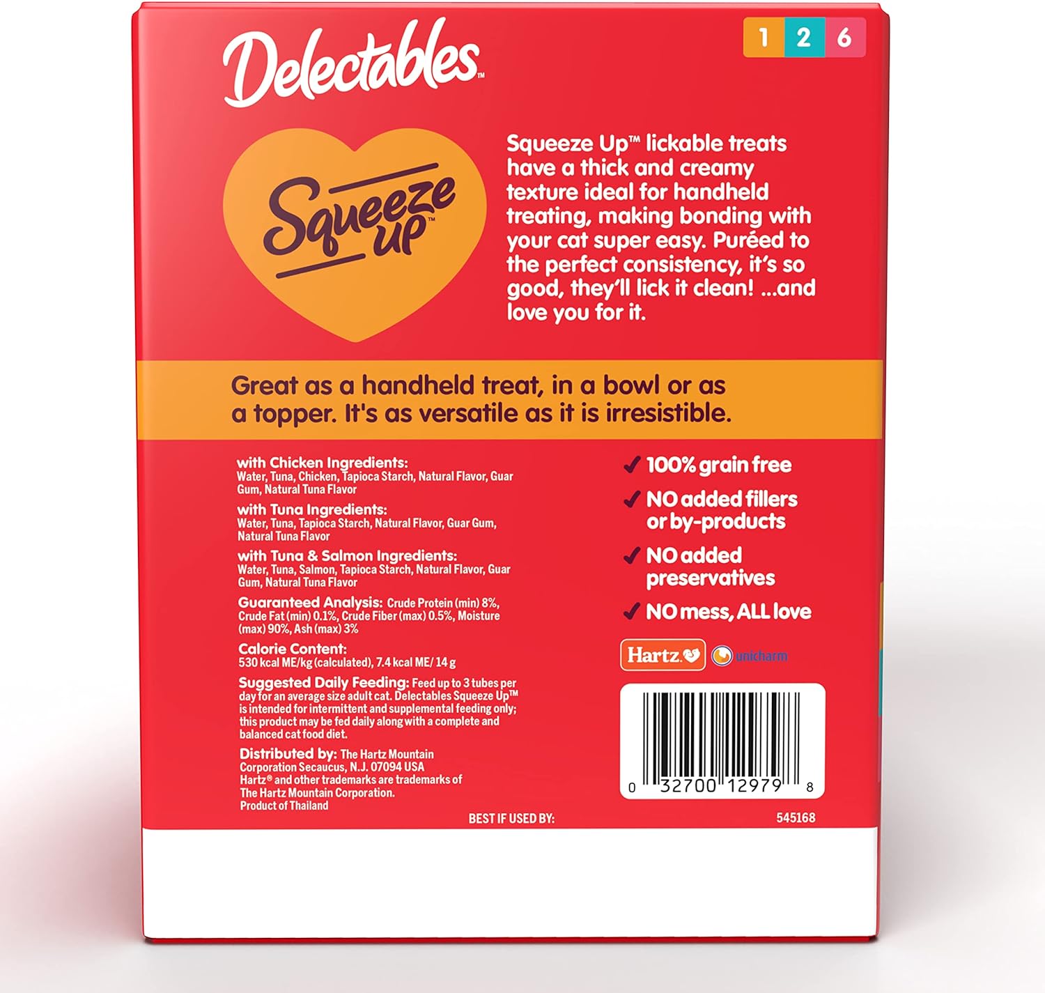 Hartz Delectables Squeeze Up Variety Packs Interactive Lickable Wet Cat Treats, 72 Count : Pet Supplies