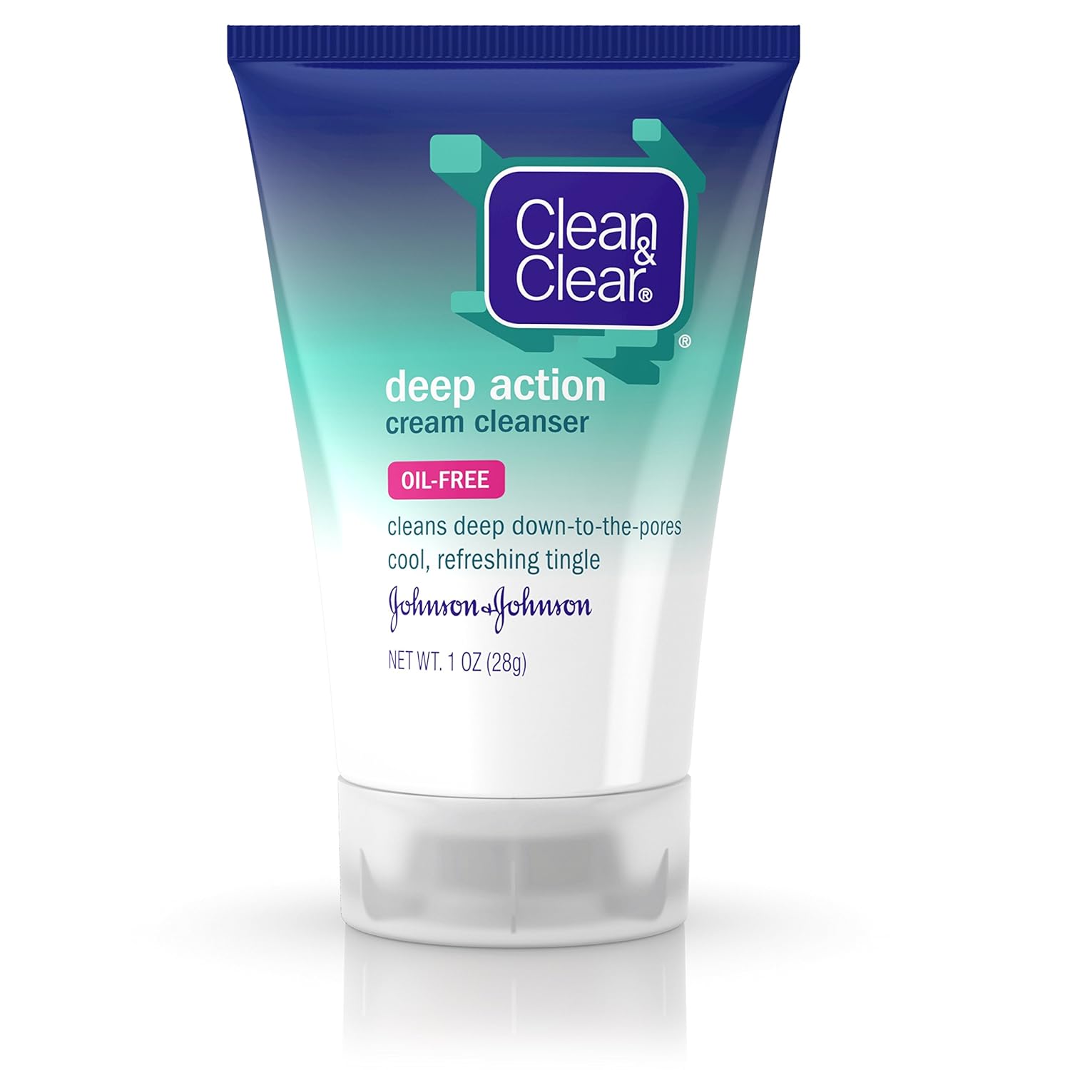 Clean & Clear Oil-Free Deep Action Cream Facial Cleanser With Salicylic Acid Acne Medication, Cooling Face Wash For Deep Pore Cleansing Of Acne-Prone Skin, 1 Oz