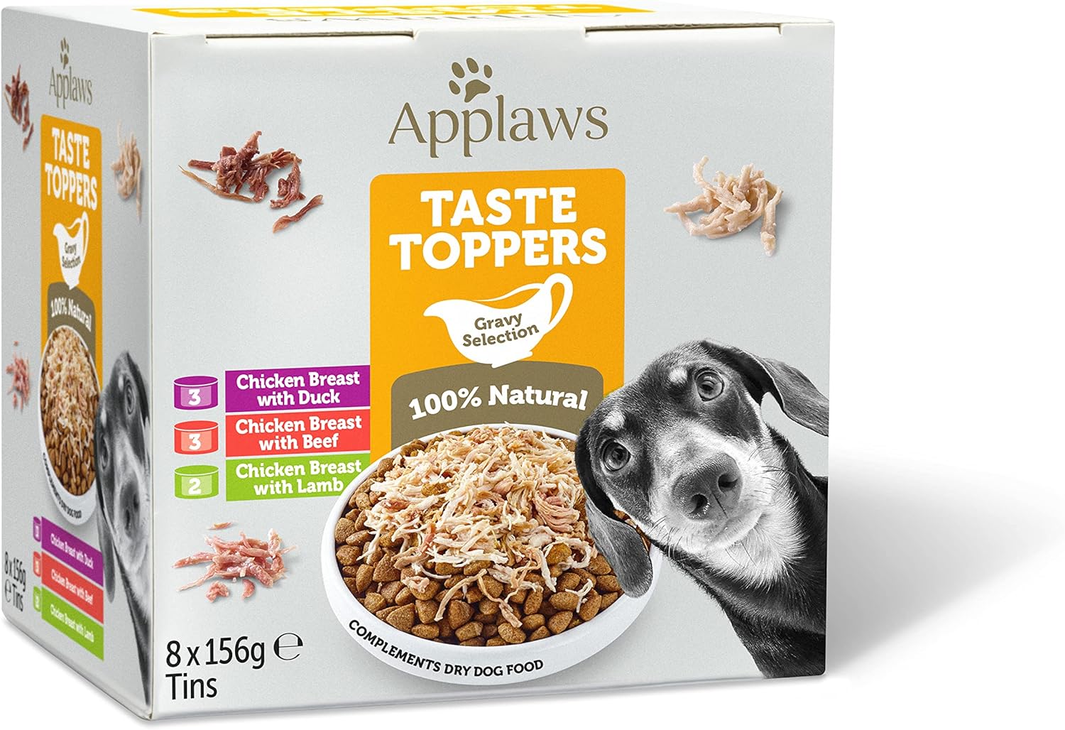 Applaws 100% Natural Wet Dog Food Tin, Grain Free Chicken and Meat Selection in Gravy 8 x 156g Tins?TT3400CE-A