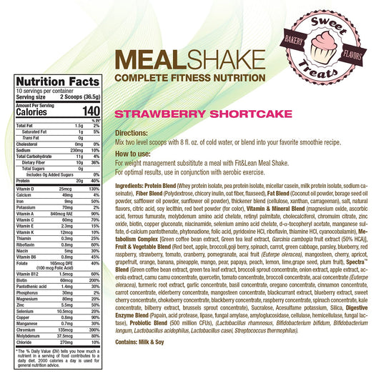 Fit & Lean Meal Shake, Fat Burning Meal Replacement, Protein, Fiber, P