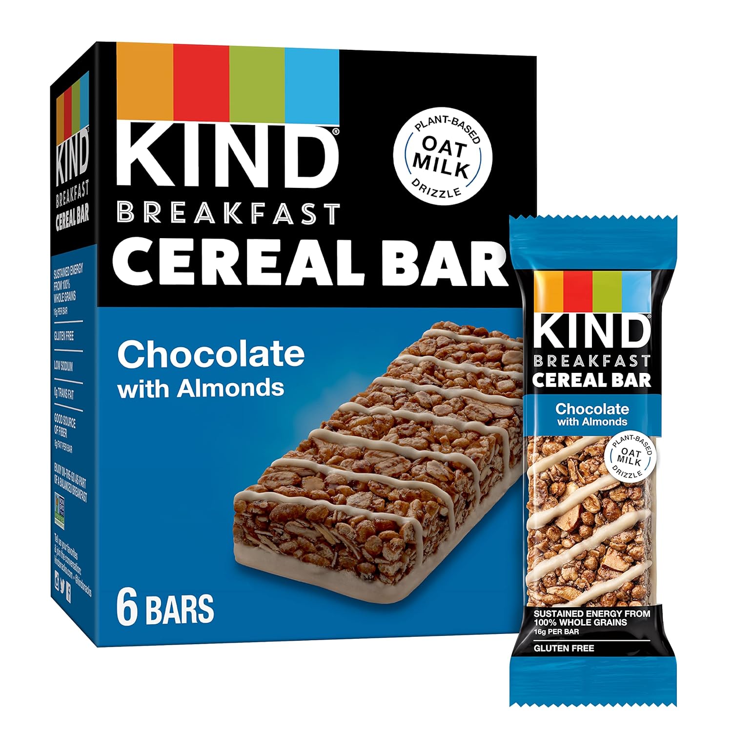 Kind Breakfast Cereal Bars, Gluten Free Snacks, Chocolate With Almonds, 9.3Oz Box (36 Bars)