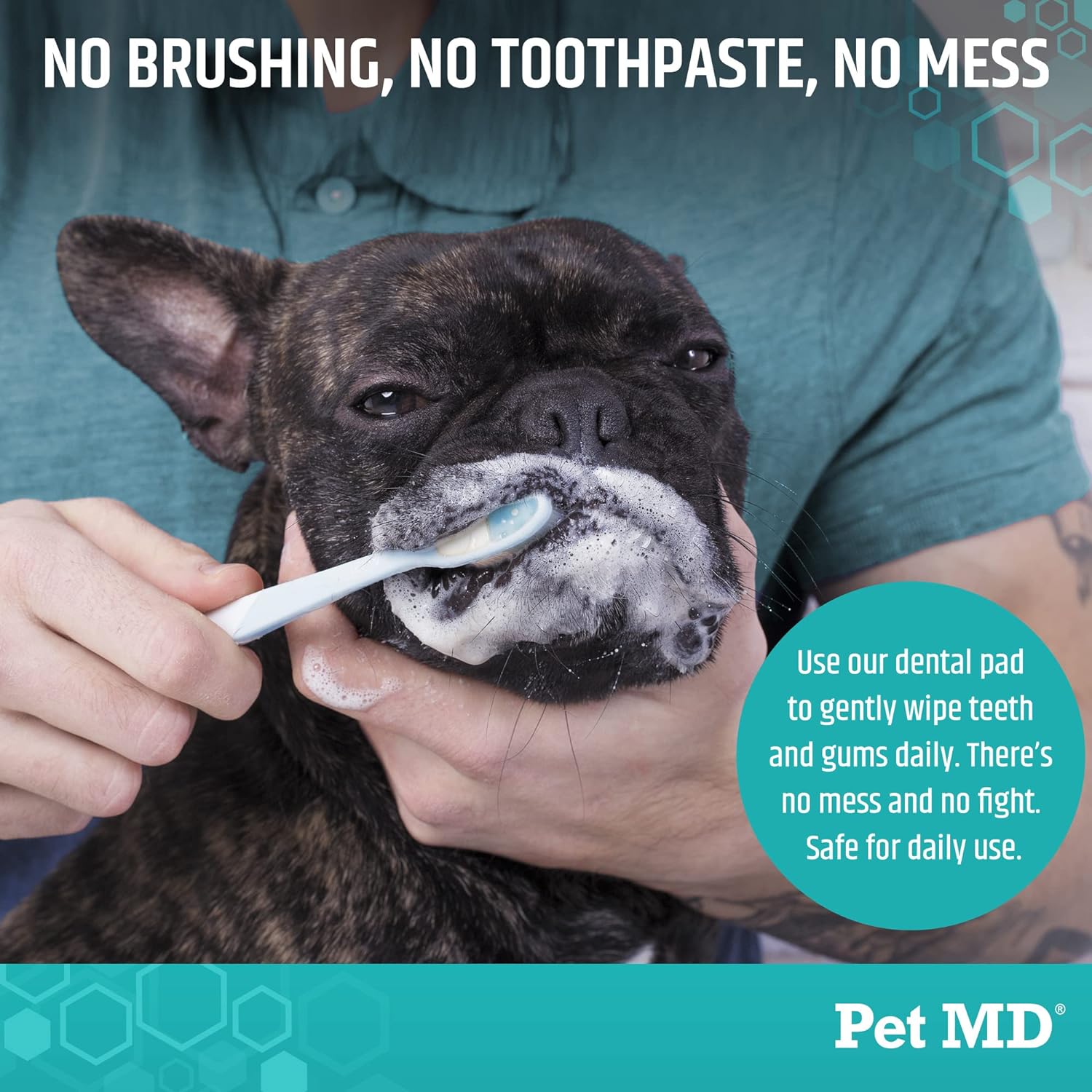 Pet MD Dog Breath Freshener Dental Wipes for Dogs - Tartar and Plaque Remover for Teeth Cleaning - Fresh Apple & Mint Scent Bad Breath Treatment for Dogs - 100 count : Pet Supplies