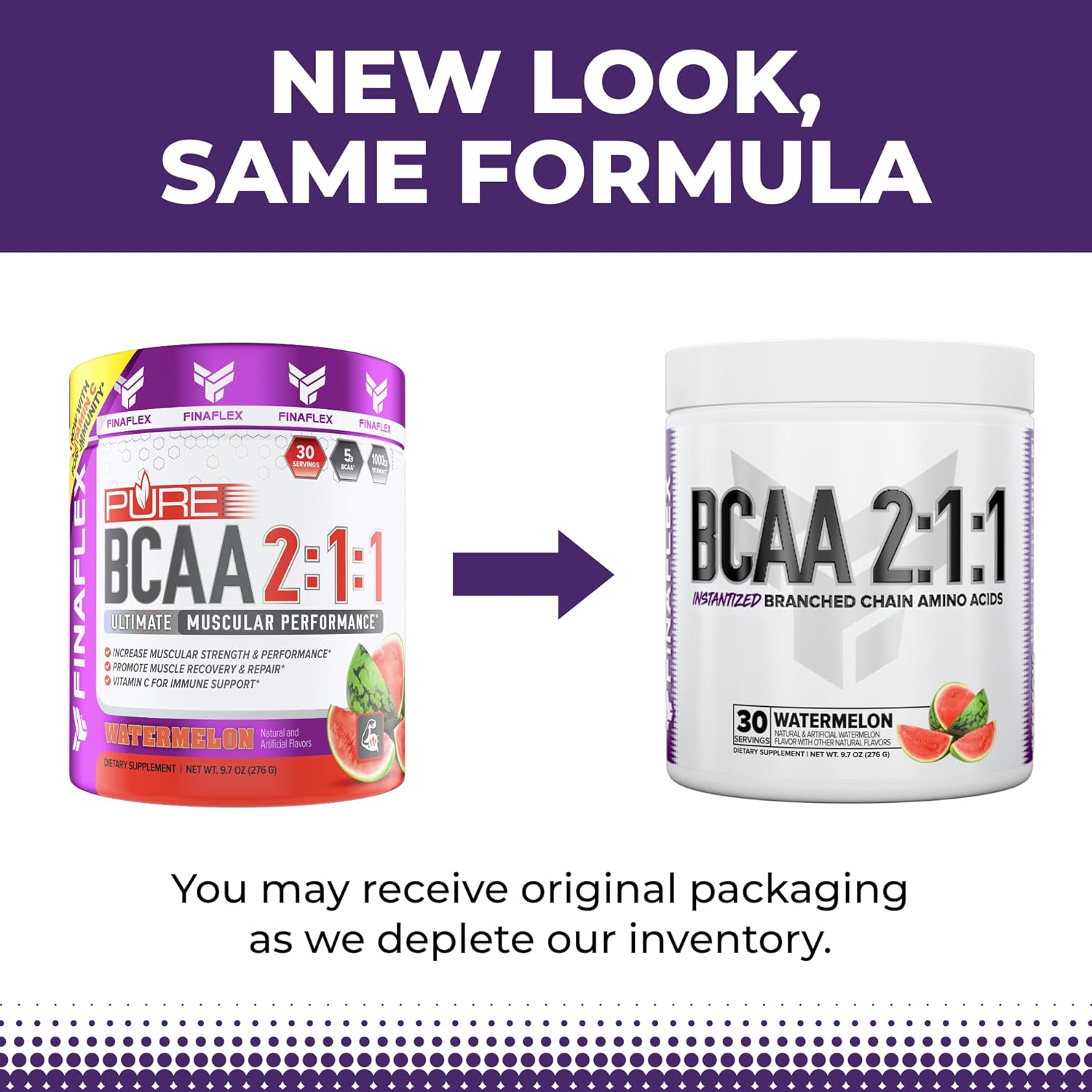 Finaflex Pure Bcaa 2:1:1, Watermelon - 9.7 Oz - Promotes Strength, Recovery & Performance - With 2:1:1 Ratio Of Leucine, Isoleucine & Valine + Vitamin C - 30 Servings : Health & Household
