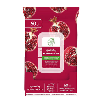 Petal Fresh Rejuvenating Pomegranate Makeup Removing, Cleansing Towelettes, Gentle Face Wipes, Daily Cleansing, Vegan And Cruelty Free, 60 Count