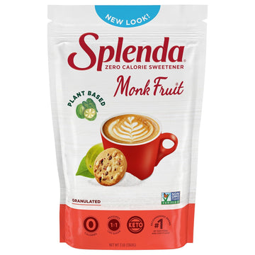 Splenda Monk Fruit Zero Calorie Plant Based Granulated Sweetener, 3 Pound Resealable Bag