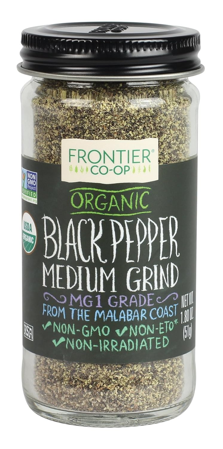 Frontier Natural Black Pepper Medium Grind Organic, 1.8000-Ounces (Pack Of3)