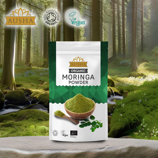 Ausha Organic Moringa Leaf Powder Oleifera Leaf 200G - Uk Certified Organic By Soil Association - Premium Quality