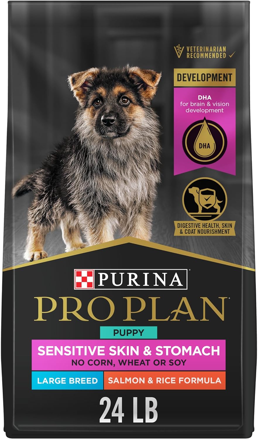 Purina Pro Plan Sensitive Skin and Stomach Large Breed Puppy Food Salmon and Rice Formula - 24 lb. Bag