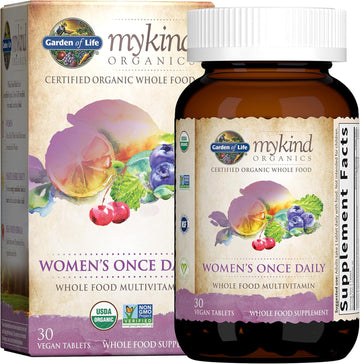 Garden Of Life Multivitamin For Women - Mykind Organics Women'S Once Daily Multi - 30 Tablets, Whole Food Multi With Iron, Biotin, Vegan Organic Vitamin For Womens Health, Energy Hair Skin & Nails