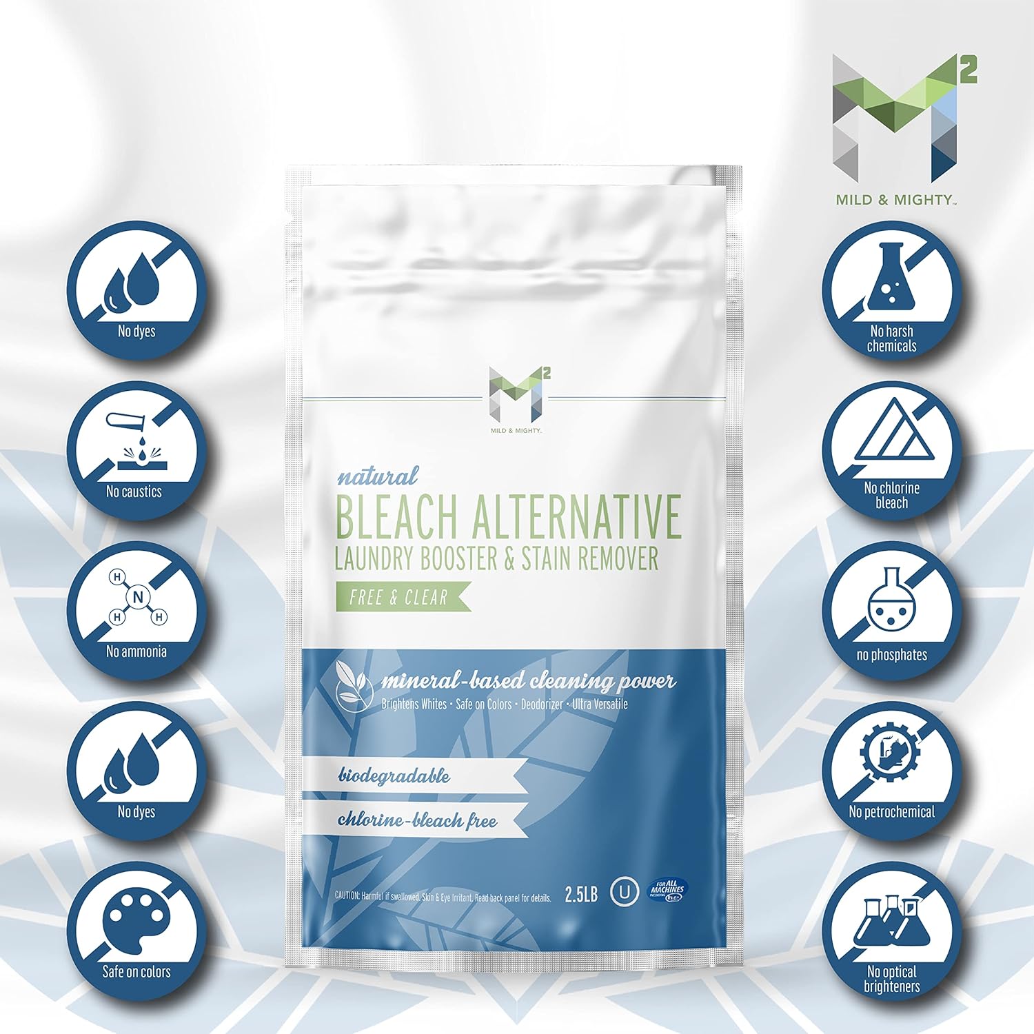 Bleach Alternative Stain remover Laundry Booster to Brighten Whites, Chlorine Free, Natural Mineral Based Powder 2.5 Pounds : Health & Household