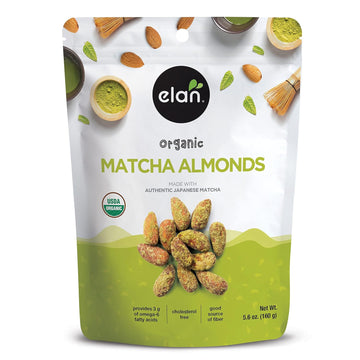 Elan Organic Matcha Almonds, 5.6 Oz, Non-Gmo, Gluten-Free, Vegan, Kosher, Superfood Infused Nuts (Roasted Almonds, Coconut, Matcha Green Tea Powder), Source Of Antioxidants (Vitamin A)