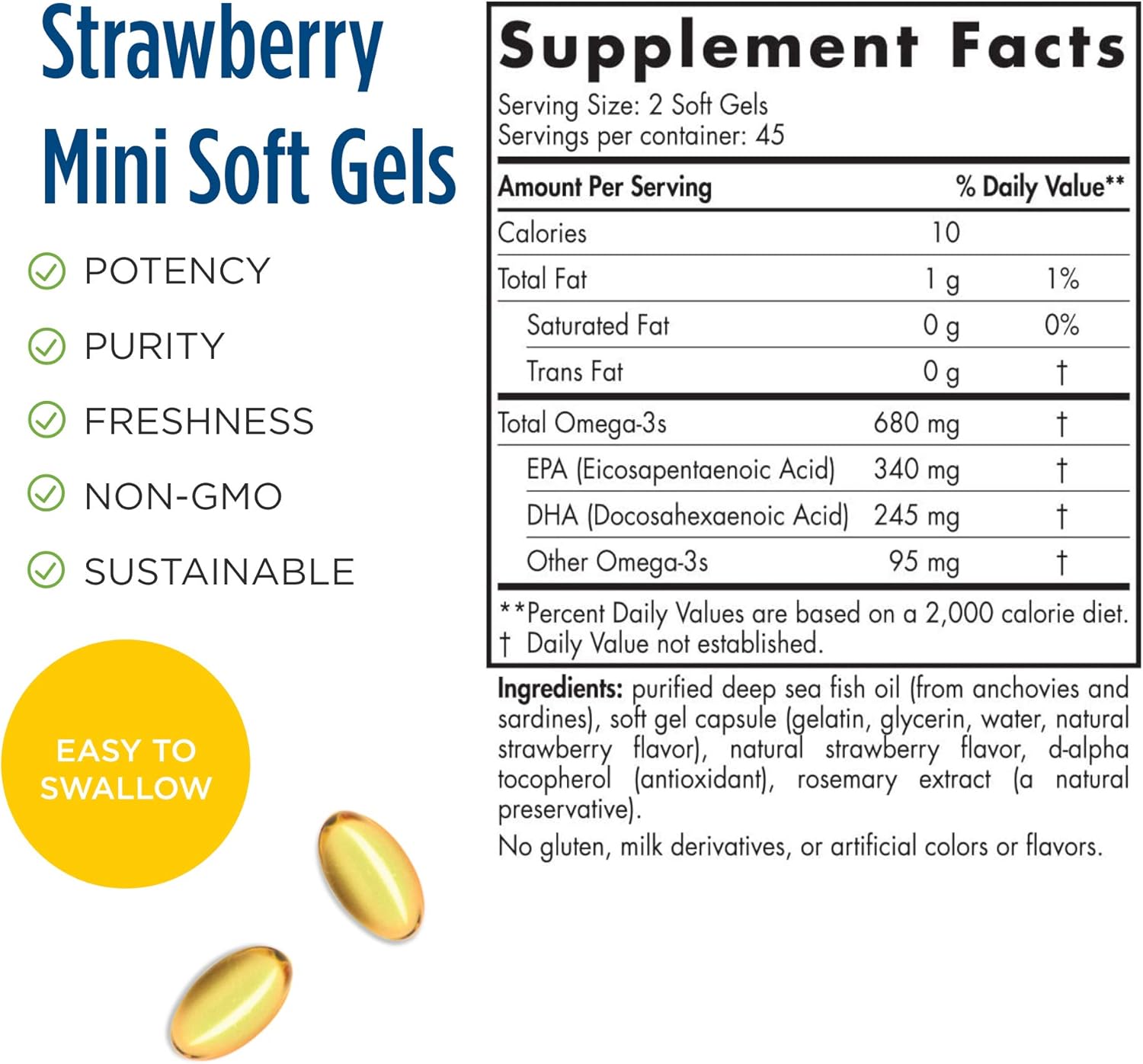 Nordic Naturals ProOmega Junior - Fish Oil, 340 mg EPA, 245 mg DHA, Support for Healthy Neurological, Nervous System, Eye, and Immune System Development*, Strawberry Flavor, 90 Soft Gels : Health & Household