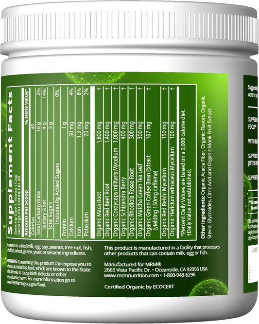 Mrm Nutrition Organic Pre-Workout Powder | Island Fusion Flavored | Superfoods + 150Mg Natural Caffeine + Adaptogens | Clean Energy + Focus| Healthy Blood Flow | Vegan + Non-Gmo | 20 Servings