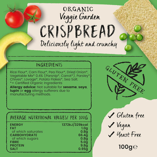 Amisa Organic Veggie Garden Crispbread, 100g - Gluten Free & Vegan Friendly - The Perfect Healthy Snack : Amazon.co.uk: Grocery