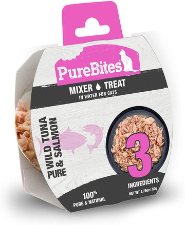 Purebites Tuna & Salmon Mixers For Cats, Only 3 Ingredients, Case Of 12