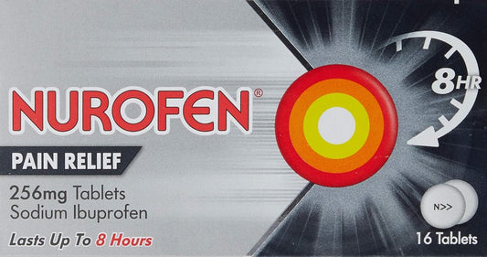 Nurofen Ibuprofen Caplets 256Mg, 16 Pack - Joint, Back, Knee Pain Relief, Long-Lasting Painkillers For Cold & Flu, Over-The-Counter Medication