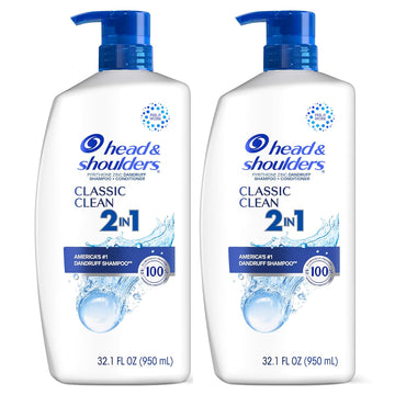 Head & Shoulders Classic Clean Dandruff 2-In-1 Shampoo And Conditioner, Anti-Dandruff Treatment, Paraben-Free, Fresh Scent, Safe For Color-Treated Hair, 72-Hour Protection, 32.1 Oz Each, 2 Pack