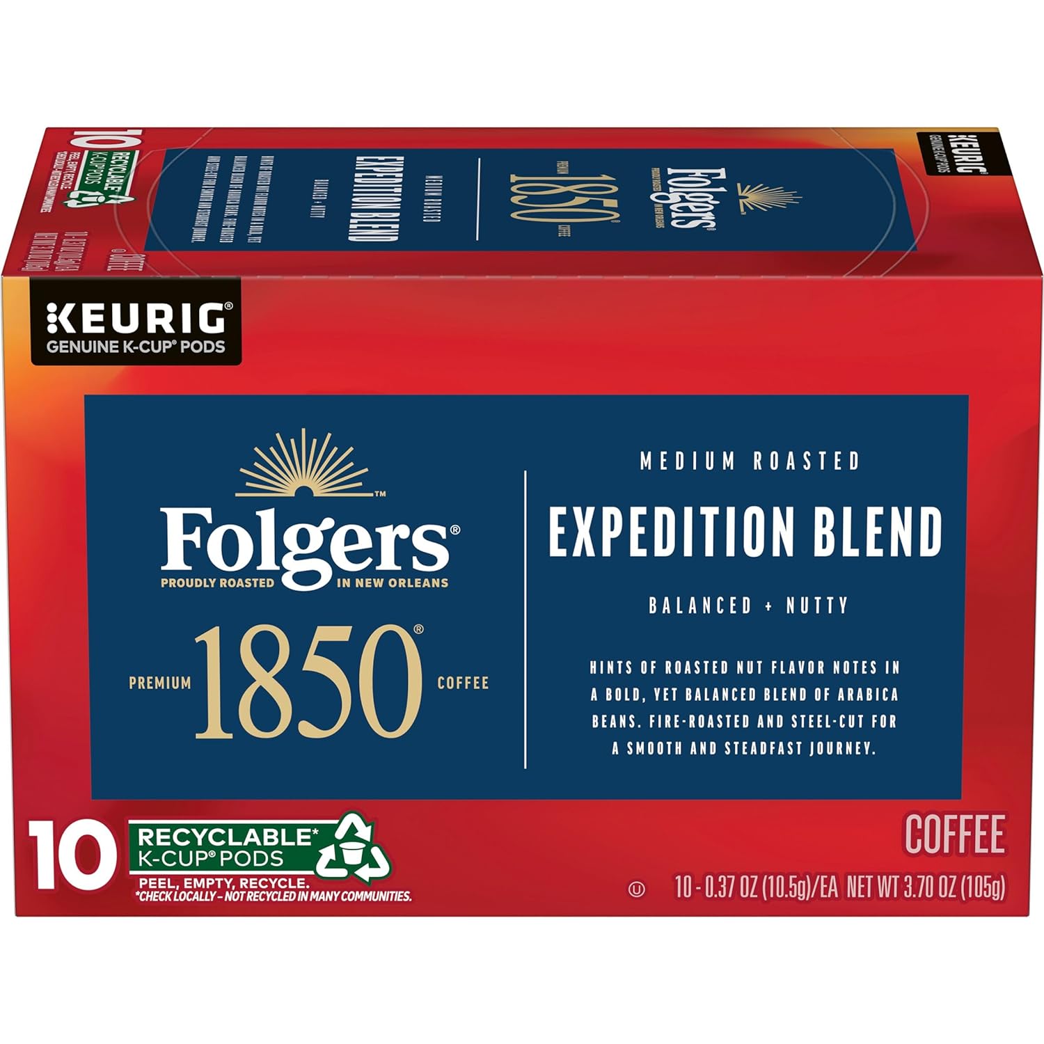 Folgers 1850 Expedition Blend Medium Roast Coffee, 60 Keurig K-Cup Pods