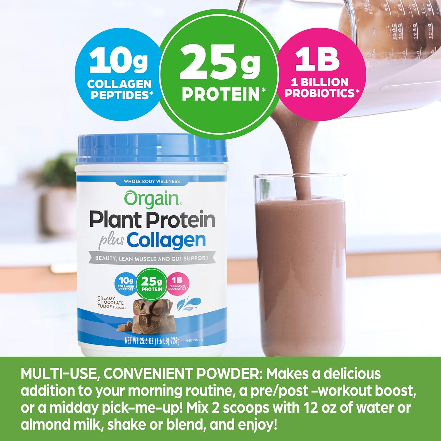 Orgain Protein Powder + Collagen, Creamy Chocolate Fudge - 25g of Prot