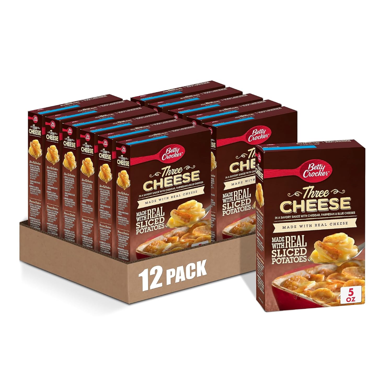 Betty Crocker Three Cheese Potatoes, Made with Real Cheese, 5 oz (Pack of 12)