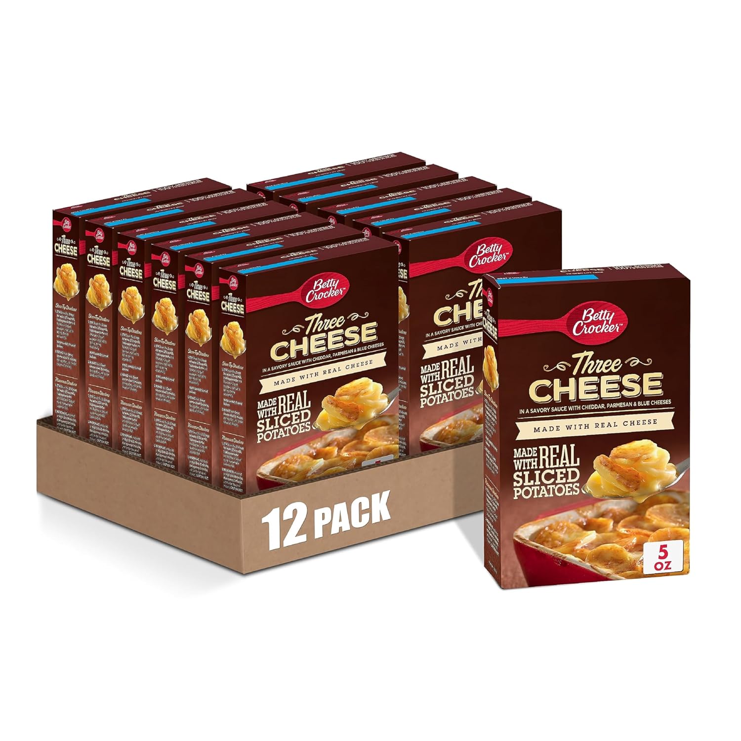 Betty Crocker Three Cheese Potatoes, Made With Real Cheese, 5 Oz (Pack Of 12)