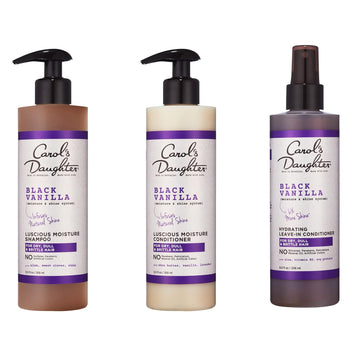 Carol’S Daughter Black Vanilla Curly Hair Sulfate Free Shampoo, Conditioner And Leave In Spray Set For Dry, Damaged Natural Hair, Hydrating Hair Care Kit – Made With Shea Butter, Aloe & Rosemary