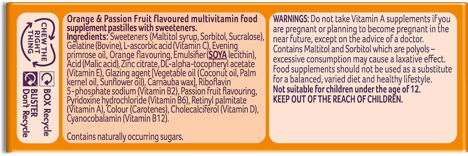 Bassetts Vitamins 12-18 Years Evening Primrose Oil Orange & Passion Fruit Flavour Multivitamins 30 Gummies (Pack of 2) : Amazon.co.uk: Health & Personal Care