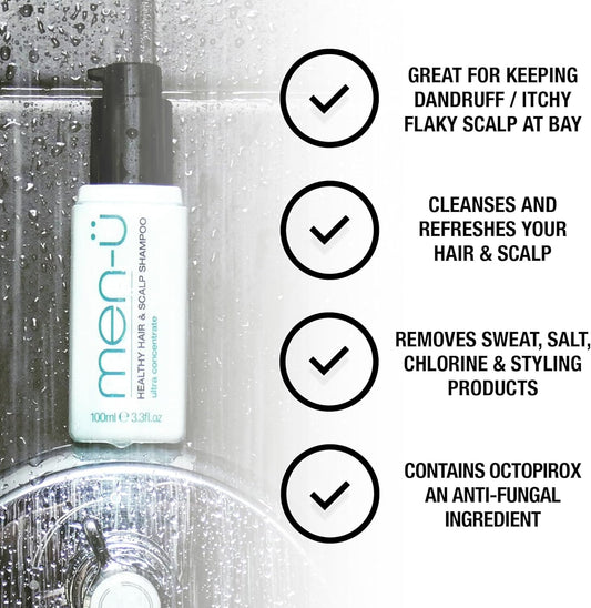 Men-Ü Healthy Hair & Scalp Shampoo, Up To 120 Shampoos – Long Lasting Anti Dandruff Shampoo, Overcome Dandruff, Flaky, Itchy Scalp 100Ml