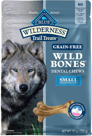 Blue Buffalo Wilderness Wild Bones Grain Free Dental Chews Dog Treats, Small 27-oz Bag
