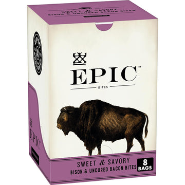 Epic Bison Bacon Protein Bites, Whole30, Paleo Friendly, 8 Ct, 2.5 Oz Pouches