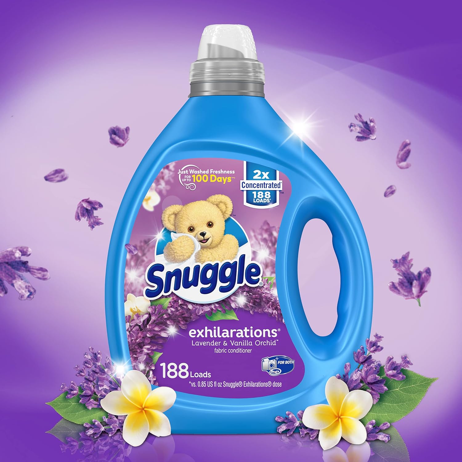 Snuggle Exhilarations Liquid Fabric Softener, Lavender And Vanilla Orchid, 2X Concentrated, 188 Loads