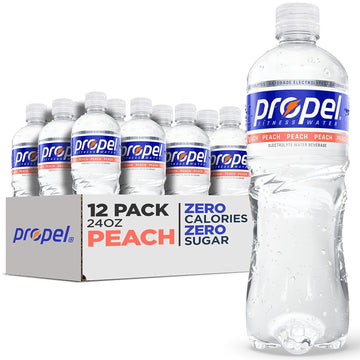 Propel, Peach, Zero Calorie Water Beverage With Electrolytes & Vitamins C&E, 24 Fl Oz, Pack Of 12