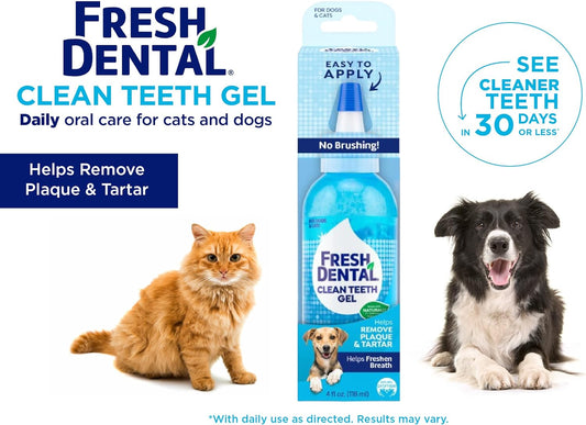 Naturel Promise Fresh Dental Clean Teeth Gel, 4 Fl Oz - Easy To Use Pet Dental Gel That Helps Remove Plaque, Tartar, And Freshen Breath-No Brushing Pet Oral Care For Dog Dental Care, Cat Dental Care