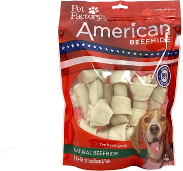 Pet Factory American Beefhide 4-5" Assorted (Bones & Chip Rolls) Dog Chew Treats - Natural Flavor, 10 Count/1 Pack