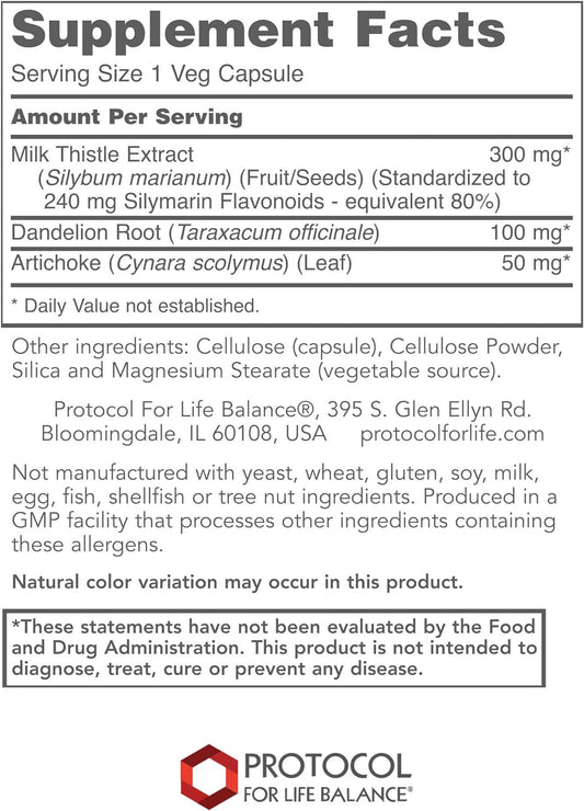 Protocol Milk Thistle Extract 300mg - Botanical Liver Support - Natural Extracts - 90 Veg Caps